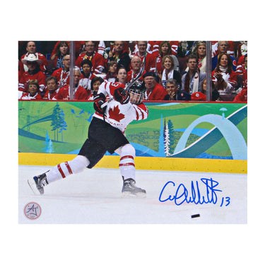 Caroline Ouellette Signed Team Canada Olympic Slapshot 8x10 Photo