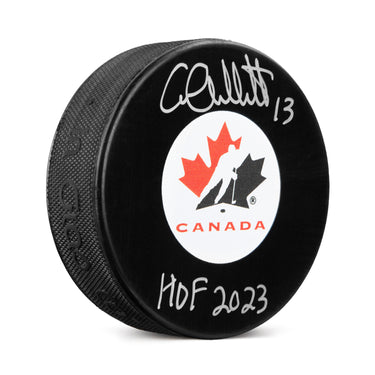 Caroline Ouellette Autographed Team Canada Hockey Puck with HOF Note