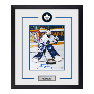 Felix Potvin Autographed Toronto Maple Leafs Puck Logo 23x27 Frame