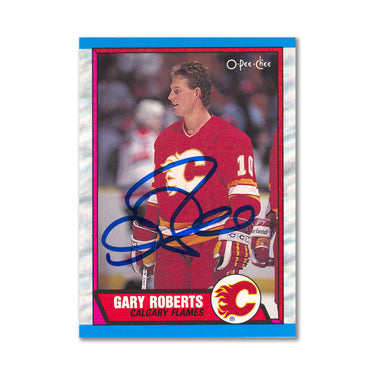 Autographed 1989-90 O-Pee-Chee #202 Gary Roberts Rookie Card