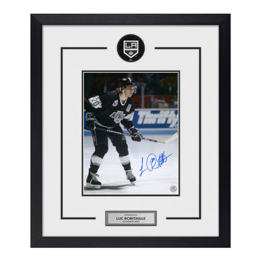Luc Robitaille Autographed Los Angeles Kings Puck Logo 23x27 Frame