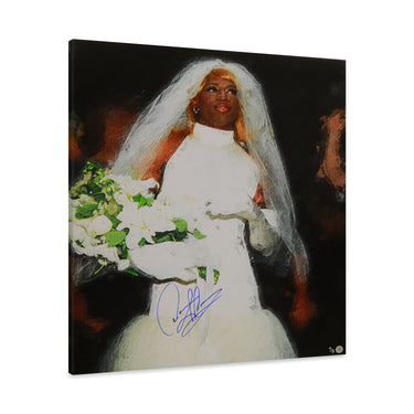 Dennis Rodman Autographed Wedding Dress 26x32 Art Canvas /5