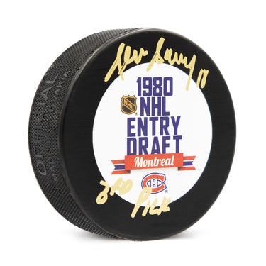 Denis Savard Signed 1980 NHL Entry Draft Puck with 3rd Pick Note