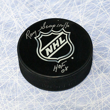 Ray Scapinello Signed NHL Hockey Puck with HOF Note