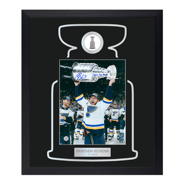 Brayden Schenn Signed & Inscribed St Louis Blues Cup Champion 23x27 Frame #/24