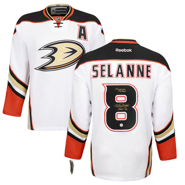 Teemu Selanne Signed Anaheim Ducks Vintage Reebok Jersey with Notes