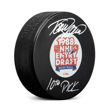 Teemu Selanne Signed 1988 NHL Entry Draft Puck with 10th Pick Note