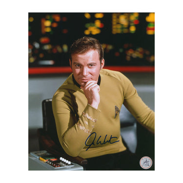 William Shatner Autographed Star Trek Captain's Chair 8x10 Photo