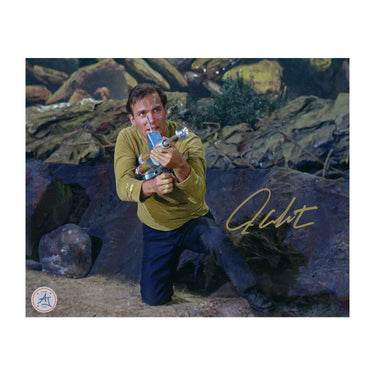 William Shatner Signed Star Trek Captain Kirk with Phaser Gun 8x10 Photo