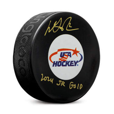 Will Smith Signed Team USA Hockey Puck with 2024 JR Gold Note