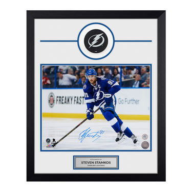 Steven Stamkos Signed Tampa Bay Lightning Puck Logo 19x23 Frame