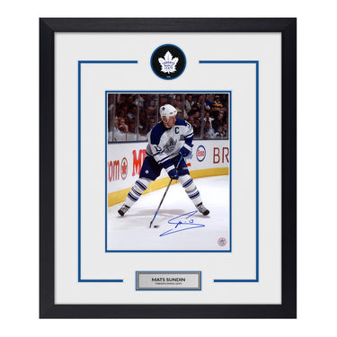 Mats Sundin Signed Toronto Maple Leafs Puck Logo 23x27 Frame