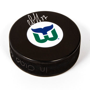 Andrei Svechnikov Signed Carolina Hurricanes Throwback Whalers Logo Puck