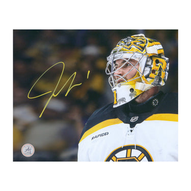 Jeremy Swayman Signed Boston Bruins Goalie Mask Profile 8x10 Photo