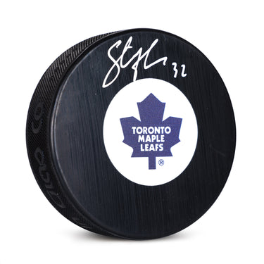 Steve Thomas Autographed Toronto Maple Leafs Retro Logo Puck