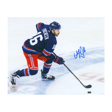 Vincent Trocheck Signed New York Rangers Elevated Angle 8x10 Photo