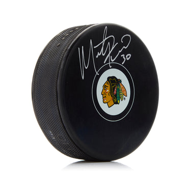 Marty Turco Autographed Chicago Blackhawks Hockey Puck