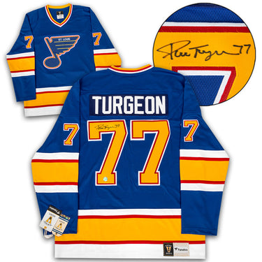 Pierre Turgeon Signed St Louis Blues Throwback Breakaway Jersey