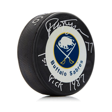 Pierre Turgeon Signed Buffalo Sabres Retro Logo Puck with 1st Pick Note