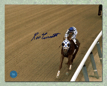 Ron Turcotte Signed Riding Secretariat Belmont Stakes Overhead 8x10 Photo