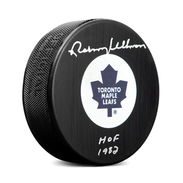 Norm Ullman Autographed Toronto Maple Leafs Retro Logo Puck with HOF Note