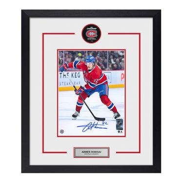 Arber Xhekaj Signed Montreal Canadiens Puck Logo 23x27 Frame