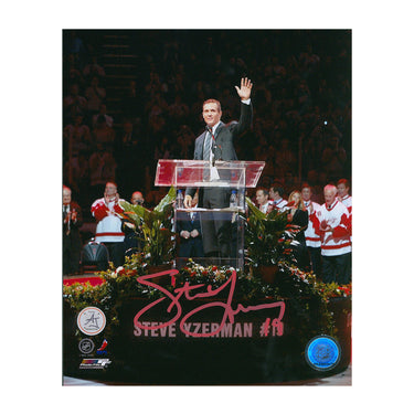 Steve Yzerman Autographed Detroit Red Wings Retirement Night 8x10 Photo