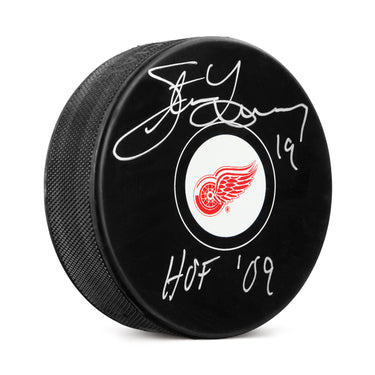 Steve Yzerman Autographed Detroit Red Wings Hockey Puck with HOF Note