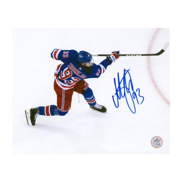 Mika Zibanejad Signed New York Rangers Elevated Angle 8x10 Photo