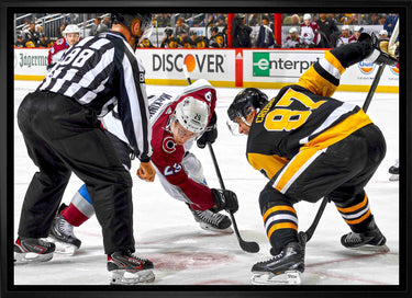 Sidney Crosby and Nathan MacKinnon Framed 20x29 Faceoff Canvas