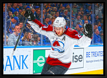 Nathan MacKinnon Colorado Avalanche Framed 20x29 Goal Celebration Canvas - Frameworth Sports Canada 