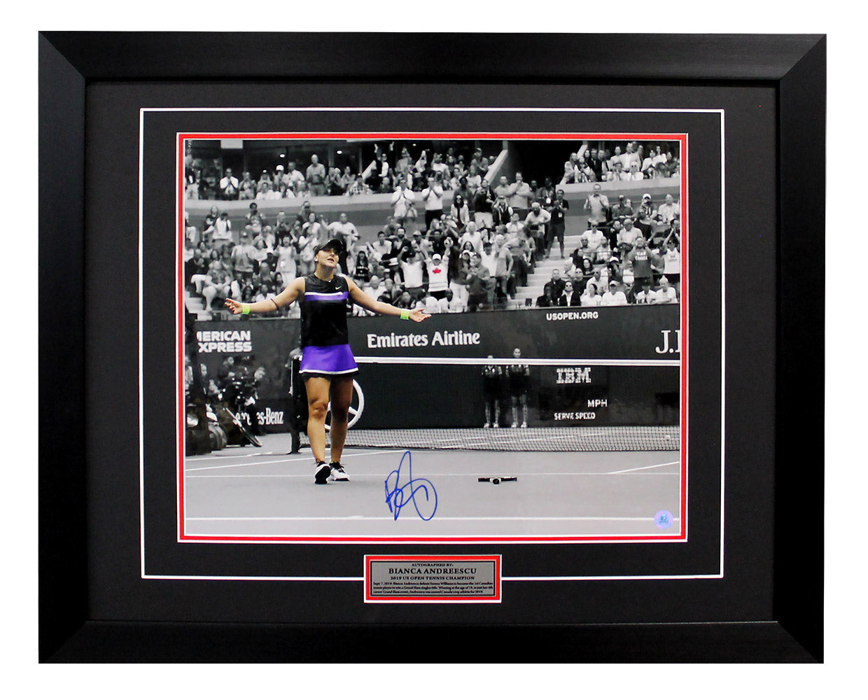 Bianca Andreescu Autographed 2019 US Open Tennis Match Point 26x32 Frame