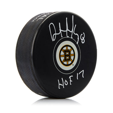 Dave Andreychuk Boston Bruins Autographed Hockey Puck with HOF Note