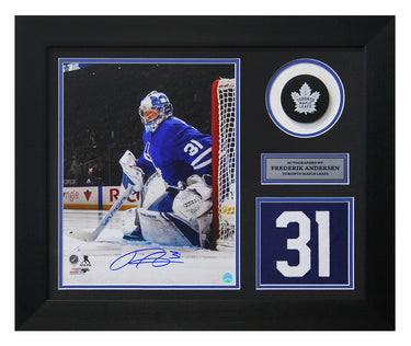 Frederik Andersen Toronto Maple Leafs Signed Goal 20x24 Number Frame #/31