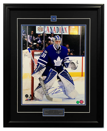 Frederik Andersen Toronto Maple Leafs Autographed Hockey Goalie 26x32 Frame