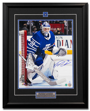 Frederik Andersen Signed Toronto Next Century Game 26x32 Frame #/31