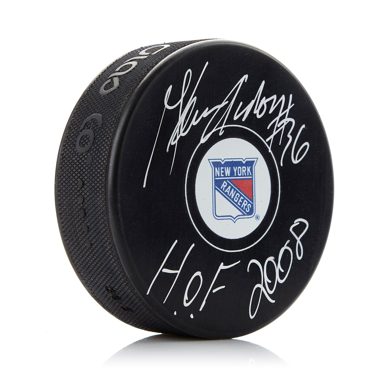 Glenn Anderson New York Rangers Signed Hockey Puck with HOF Note