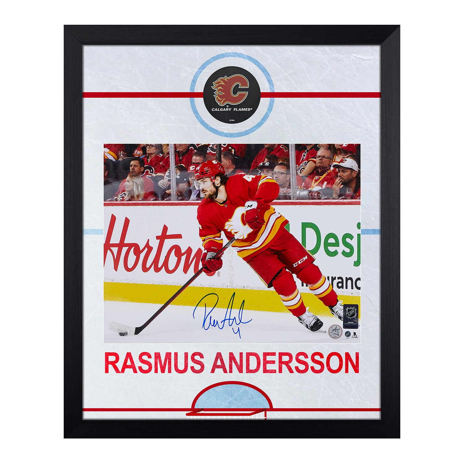 Rasmus Andersson Signed Calgary Flames Rink Graphic 19x23 Frame