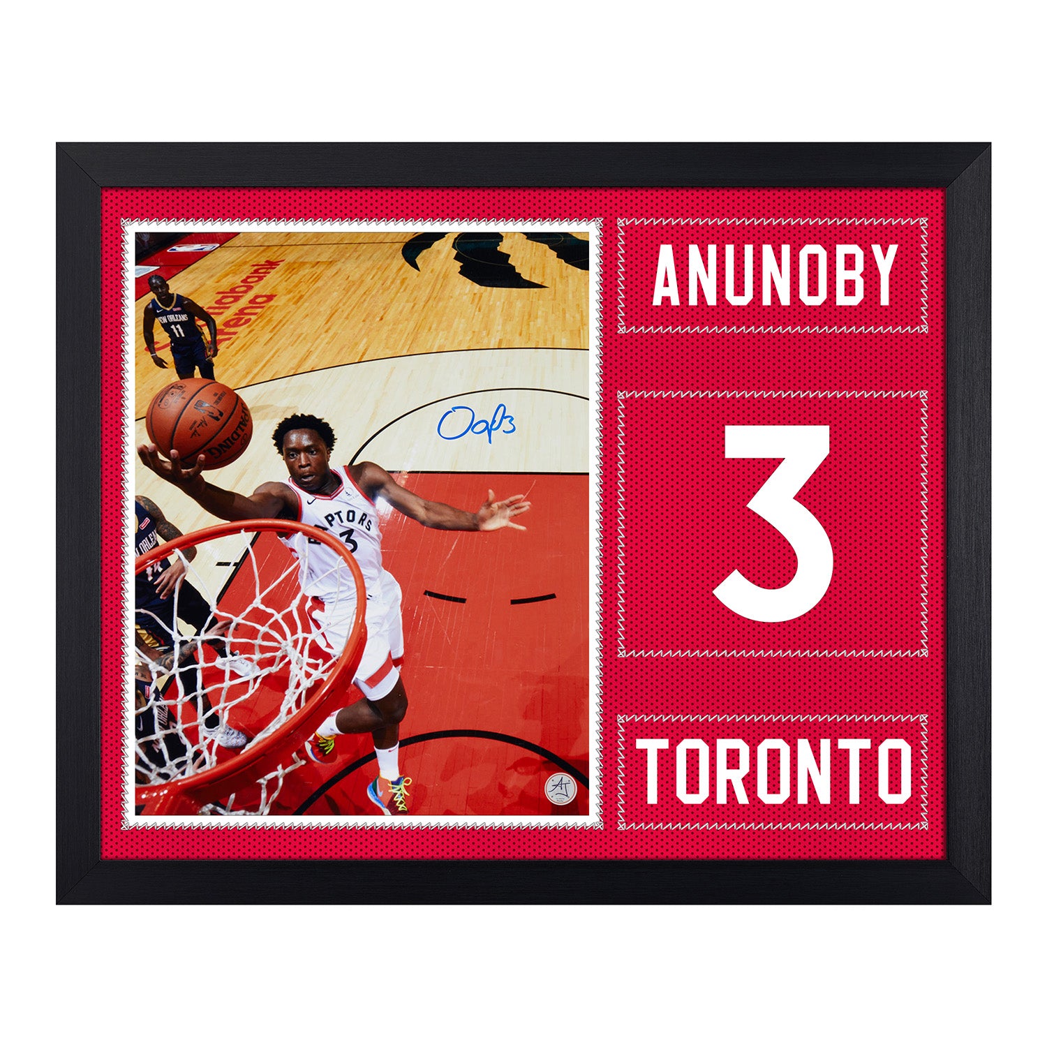 OG Anunoby Signed Toronto Raptors Uniform Graphic 19x23 Frame