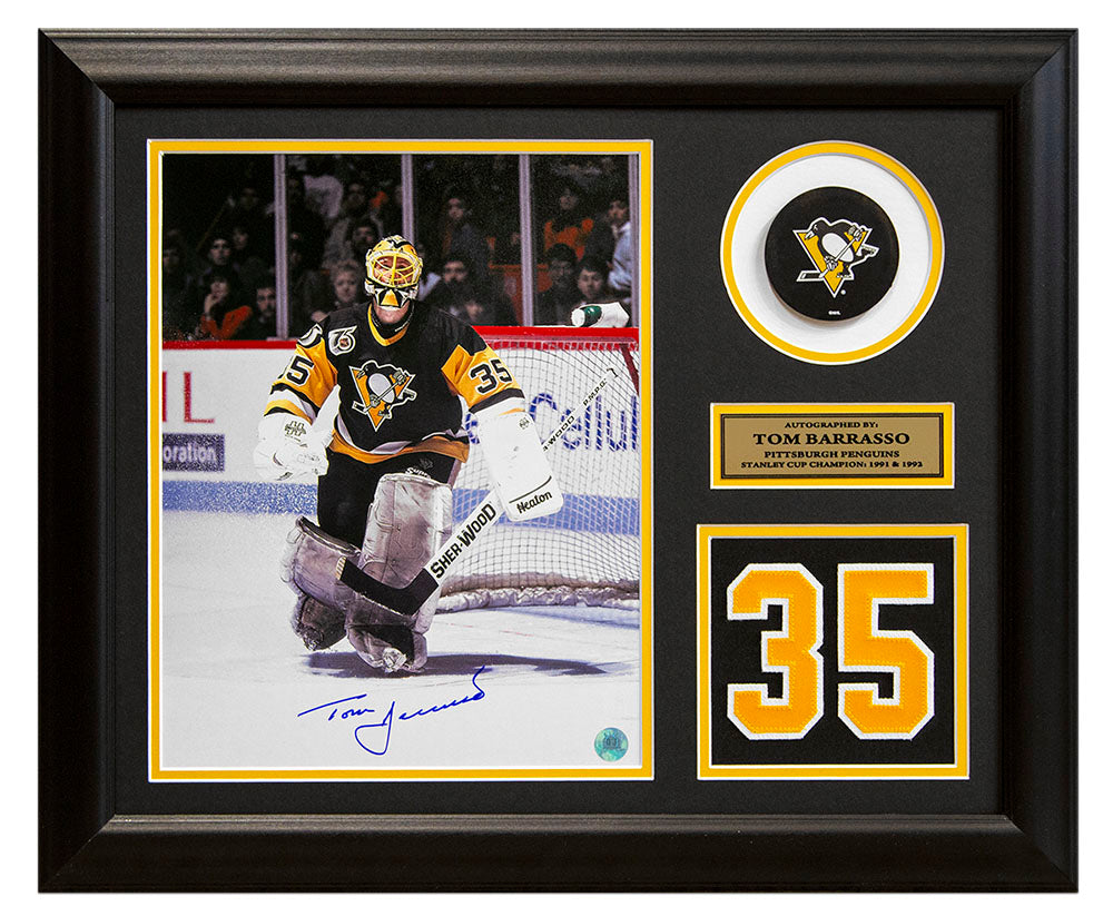 Tom Barrasso Pittsburgh Penguins Autographed 20x24 Number Frame
