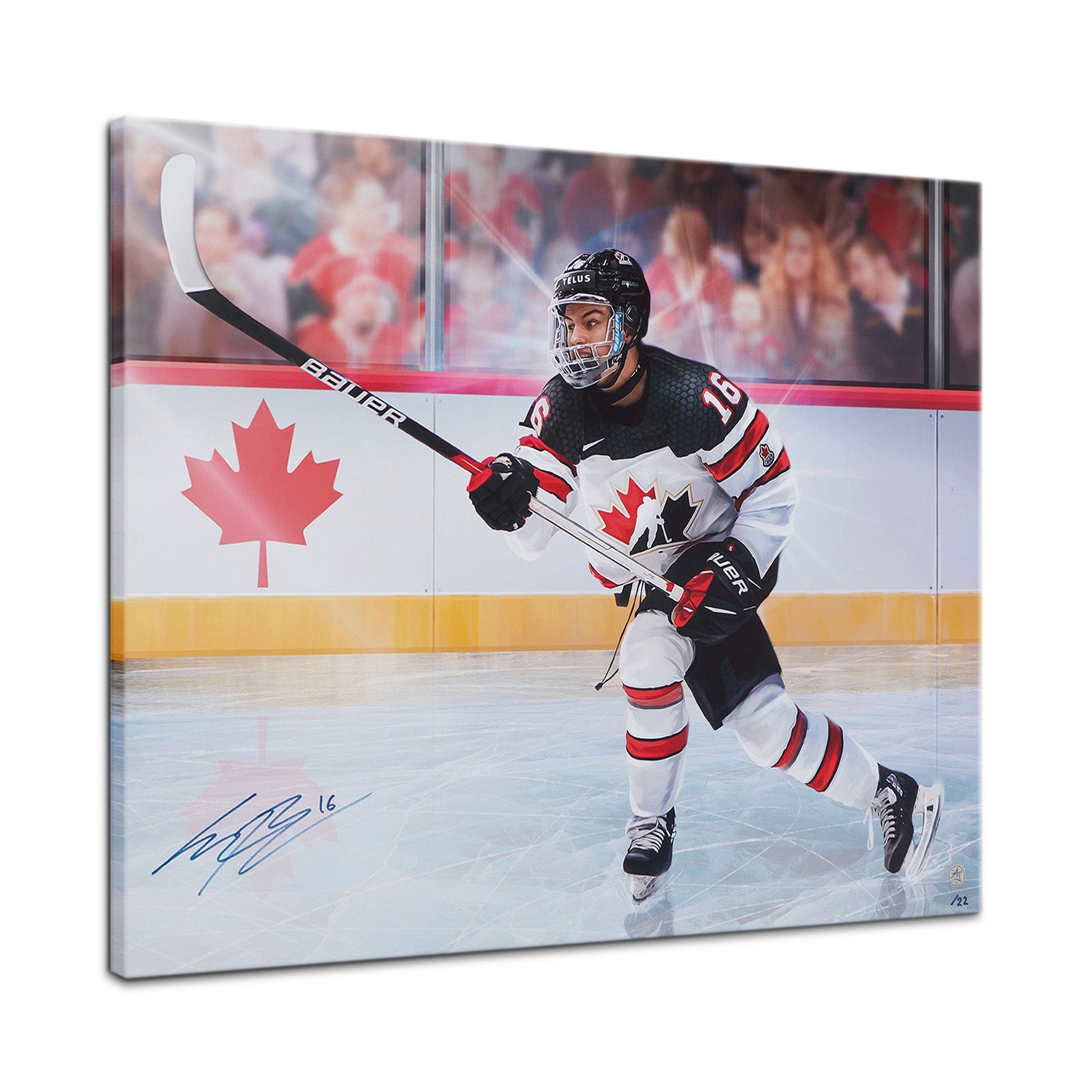 Connor Bedard Signed Team Canada 2022 World Junior 26x32 Art Canvas #/22