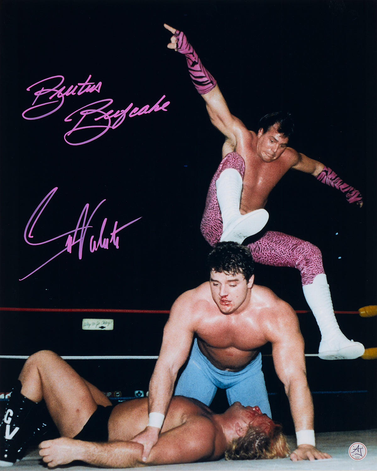 Brutus Beefcake & Greg Valentine Dual Signed Wrestling Tag Team 16x20 Photo