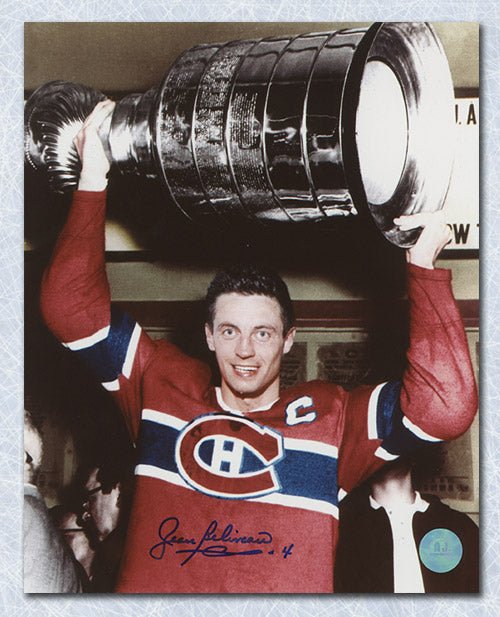Jean Beliveau Montreal Canadiens Autographed Stanley Cup 8x10 Photo