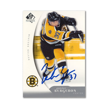 Autographed 2005-06 UD SP Authentic #11 Patrice Bergeron Base Card