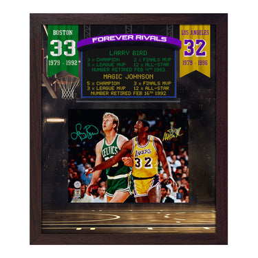 Larry Bird & Magic Johnson Dual Signed Rivals Legends Graphic 23x27 Frame