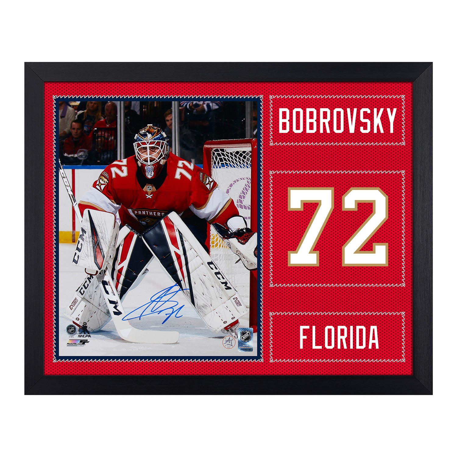 Sergei Bobrovsky Signed Florida Panthers Uniform Graphic 19x23 Frame