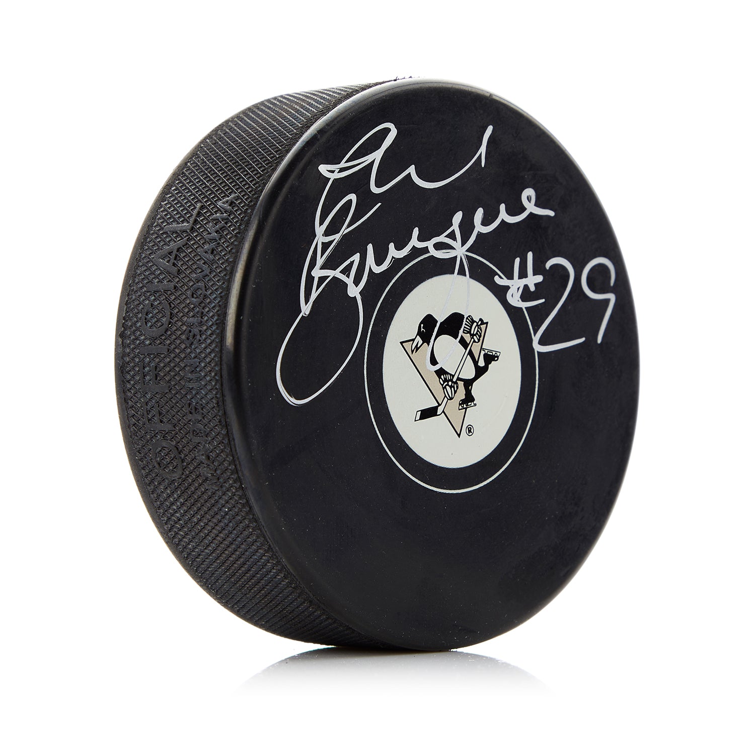 Phil Bourque Autographed Pittsburgh Penguins Hockey Puck