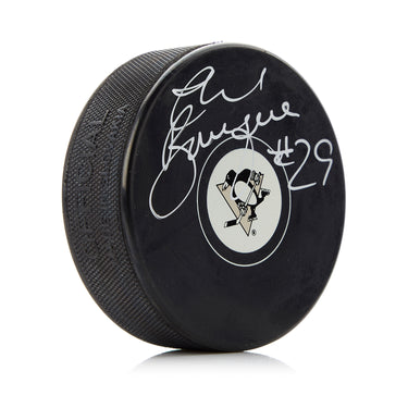 Phil Bourque Autographed Pittsburgh Penguins Hockey Puck