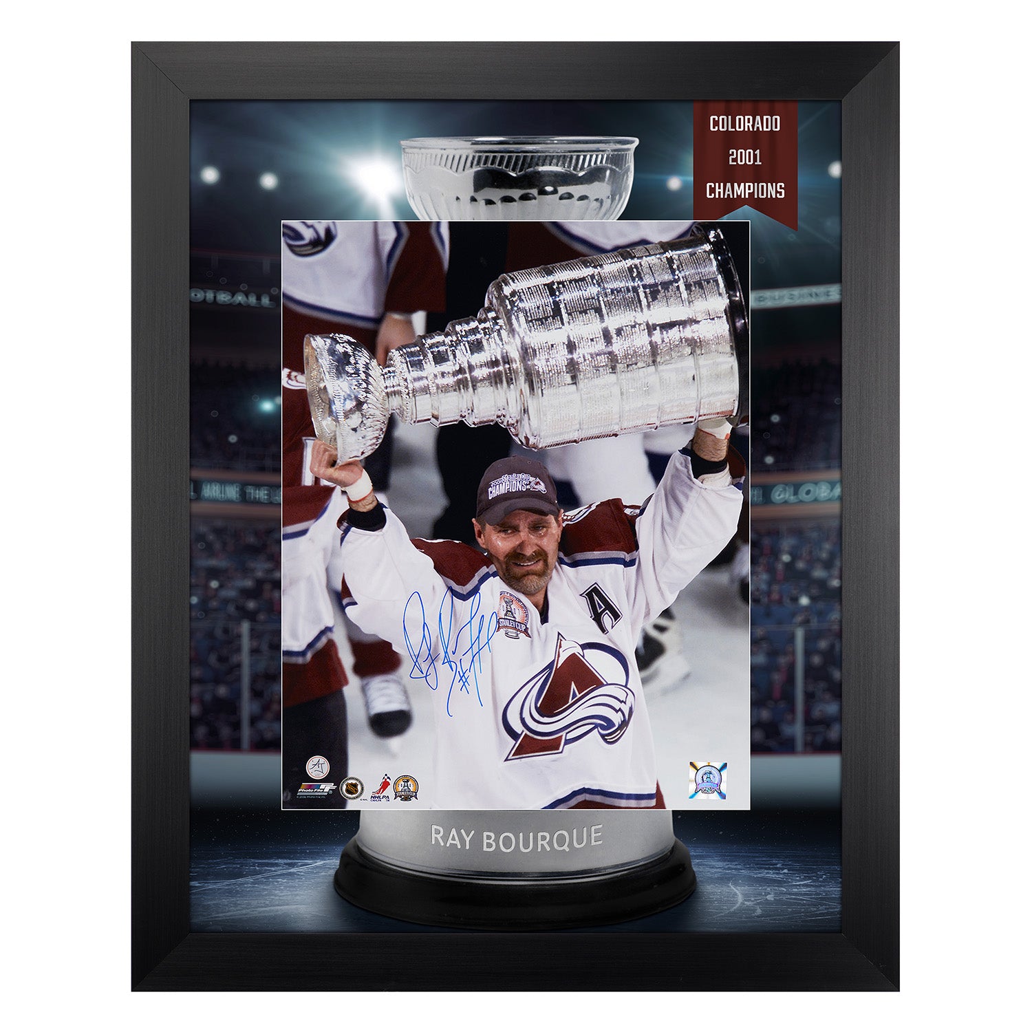 Ray Bourque Autographed Colorado Avalanche Cup Champion 26x32 Frame