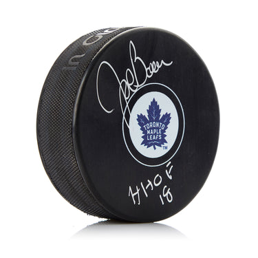 Joe Bowen Toronto Maple Leafs Autographed Hockey Puck with HOF Note